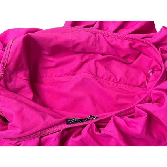 ZARA Pink Ruffled One Shoulder Bathing Suit Bodysuit Designer Inspired Size M - Picture 9 of 10